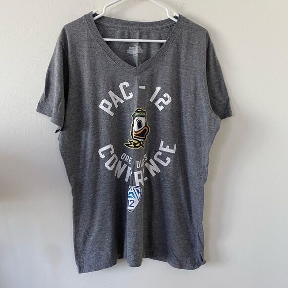 Tops - University of Oregon UO Ducks PAC-12 V Neck Gray Tee Shirt Size 3XL